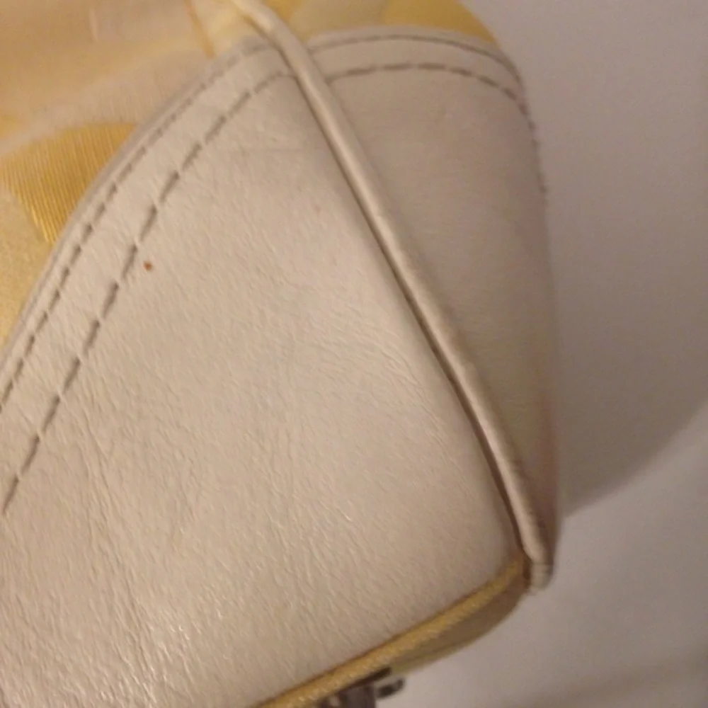 Coach yellow optic and leather tote
